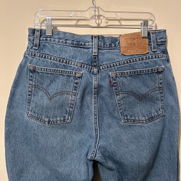 Levis 550 Jeans Women’s 14S Vintage High Rise Mom Red Tag Medium Wash Logo Denim - Picture 4 of 11